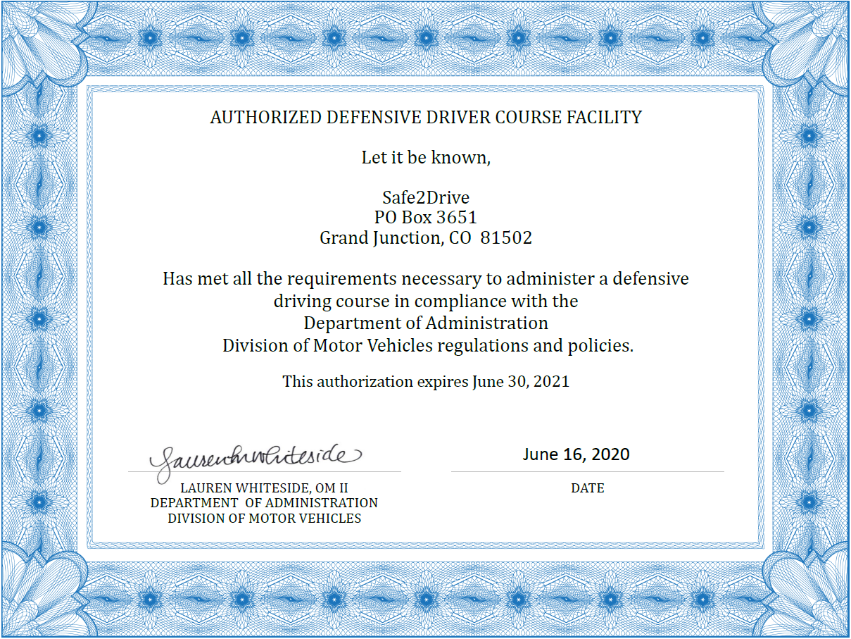 Course Provider License for Alsaska Defensive Driving