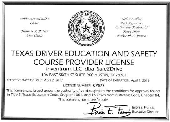 TLDR Course Provider License for Texas Driver Safety